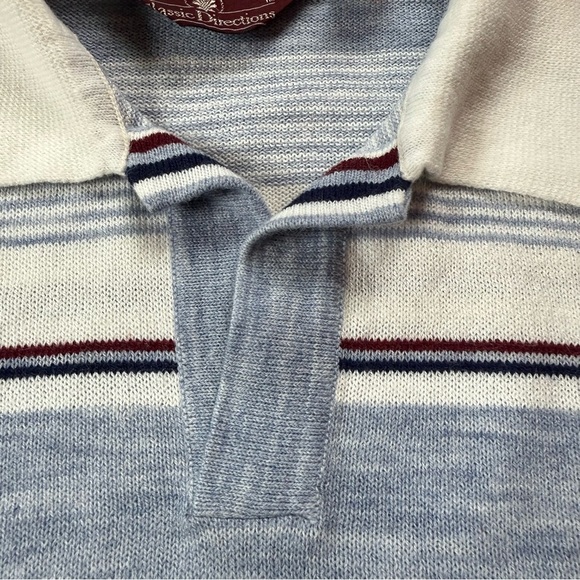 Vintage 90s Classic Directions Striped Polo Style Sweater - Picture 3 of 4